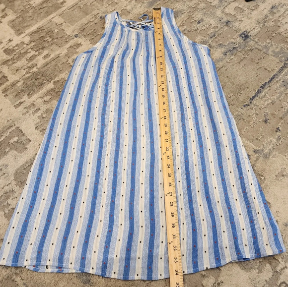 NWT Ann Taylor Loft Blue White Red Dot Sleeves Lace Back Dress Size Small Petite - Picture 10 of 15